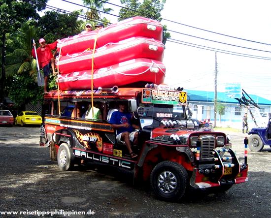 Jeepney with rafting boats